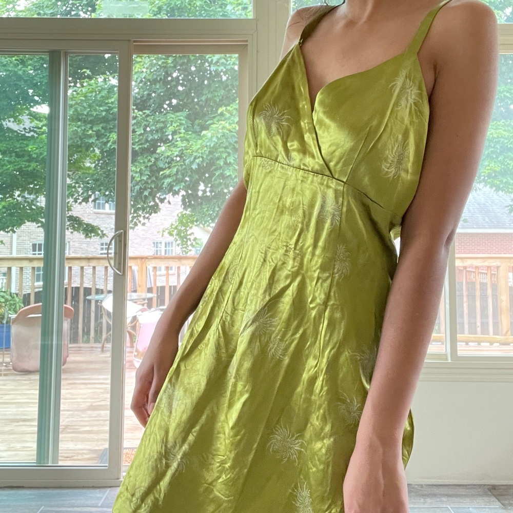 Vintage Silky Green Summer Dress